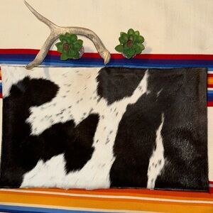 SOLD*!  New Handmade Real Cowhide Leather Pillow Cover Hair On ~ 20” x 12”